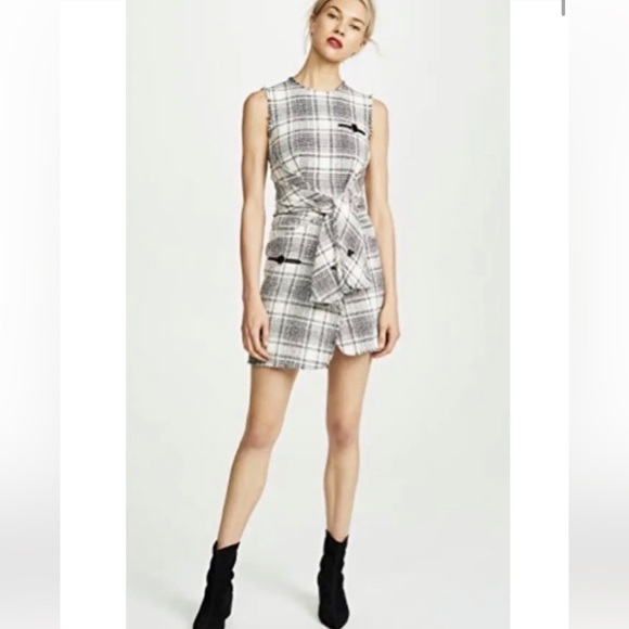 Alexander Wang Tweed Plaid Front Tie Dress NWOT - Picture 2 of 7